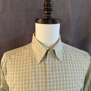 New Henry Jacobson Lg sage green checked 100% cotton sport shirt